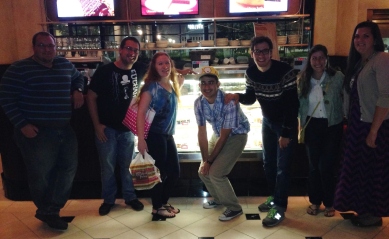 Dinner At The Cheesecake Factory. From Left To Right: Greg, Jason, Leah, Me, Jason, Corinne and Melia.